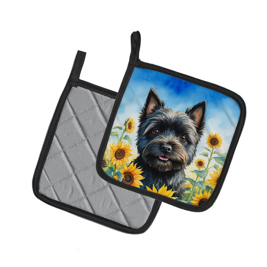 Cairn Terrier in Sunflowers Pair of Pot Holders